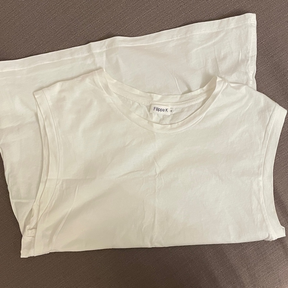 Filippa K White Sleeveless Tee 100% Cotton Size S